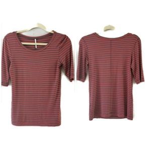 FREE PEOPLE Striped Scoop Necked Tee Shirt
